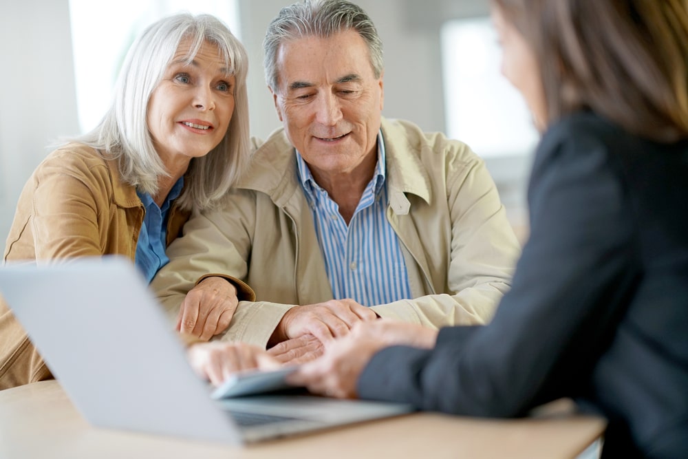 Older couple planning ahead for funeral wishes