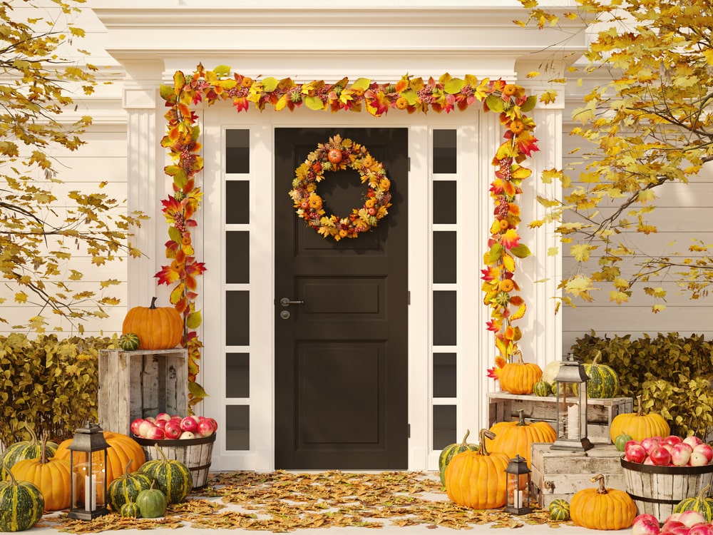Door with fall decorations