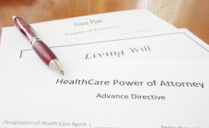 Paperwork for healthcare power of attorney and living will