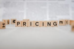 Blocks that says "pricing" on white background