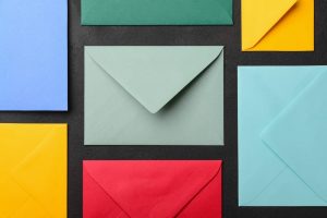 Colorful envelopes resting on a table