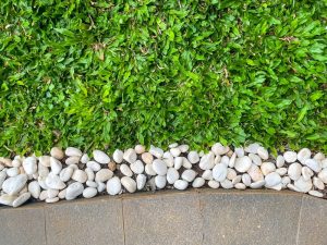 White stones used in home landscaping