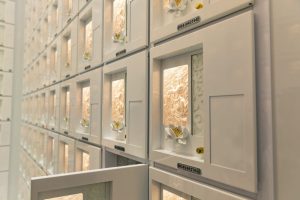 Wall of cremation niches
