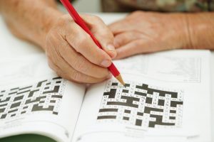 Person working a crossword puzzle