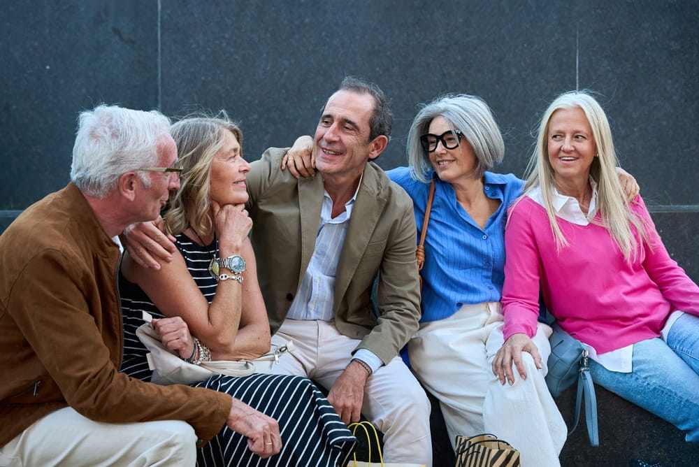 Group of senior adult friends laughing together