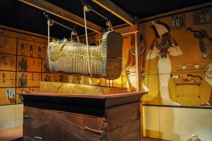 Ancient Egyptian tomb and sarcophagus