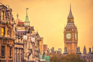 Image of London's Old Ben in an aged yellow color