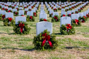 Wreaths on veteran gravesites