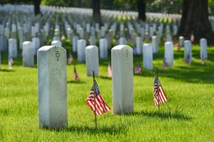 rows of headstones at a veteran cemetery