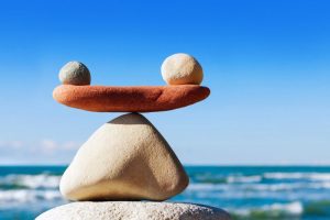 Stack of rocks that looks like a scale balancing