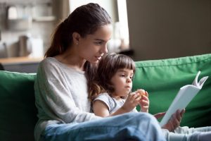 woman sharing stories with her daughter