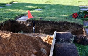 Opening of a grave at a cemetery