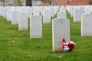 Veterans cemetery with headstones