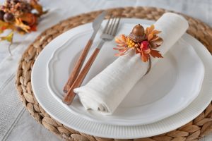 Simple place setting for a Thanksgiving table