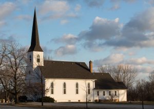 A white church-like building that could be used for a funeral service