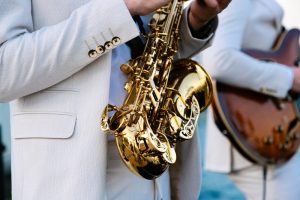 Close-up of man playing saxophone