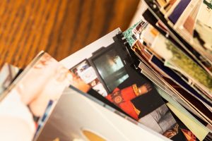 Colorful stack of printed photographs