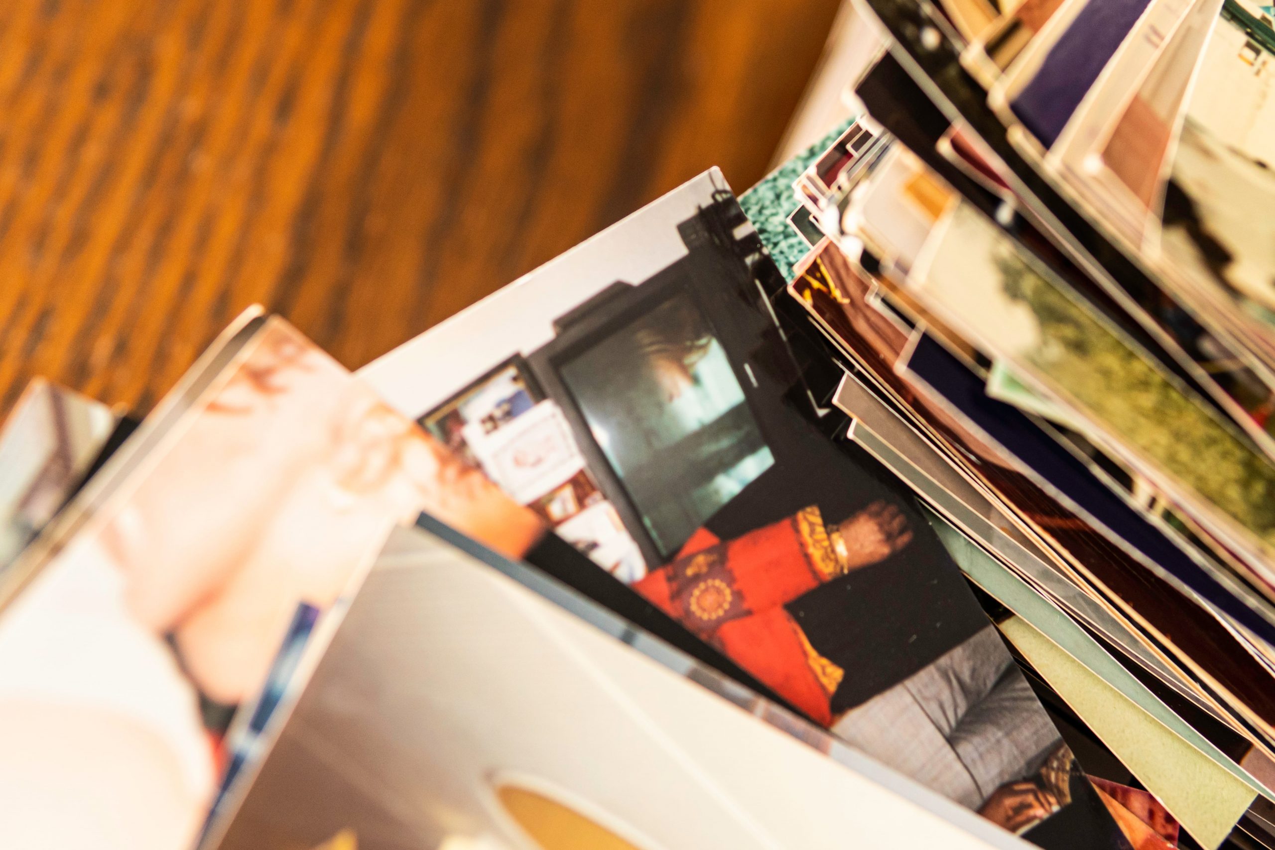 Colorful stack of printed photographs