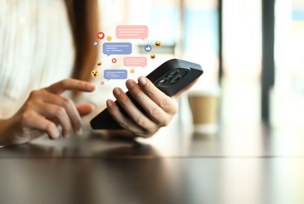 Woman reviewing notifications on social media