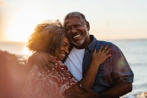 couple on the beach at sunset