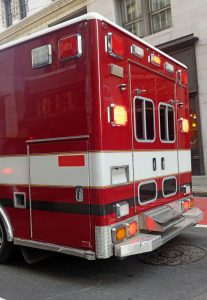 The back half of an ambulance.
