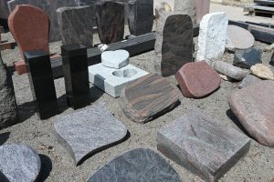 A display of different kinds of material for headstones