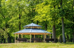 A gazebo in a park